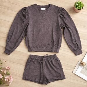 Charcoal Long Sleeve Top and Shorts Set